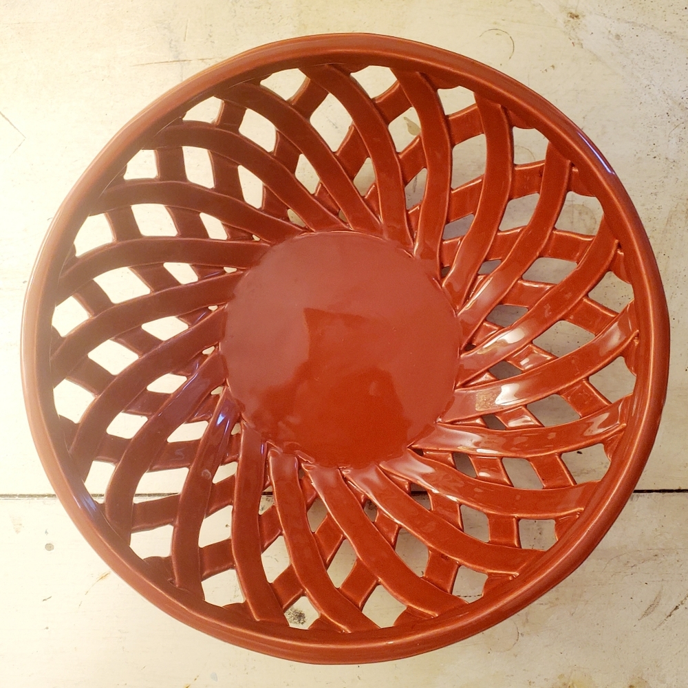 Rusty Red Woven Ceramic Decorative Bowl